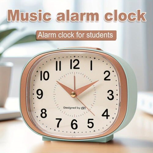 Oval Silent Digital Alarm Clock with Music, Plastic Frame 1