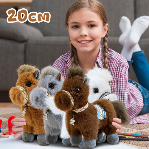 Grå pony plyslegetøj 23 cm 1