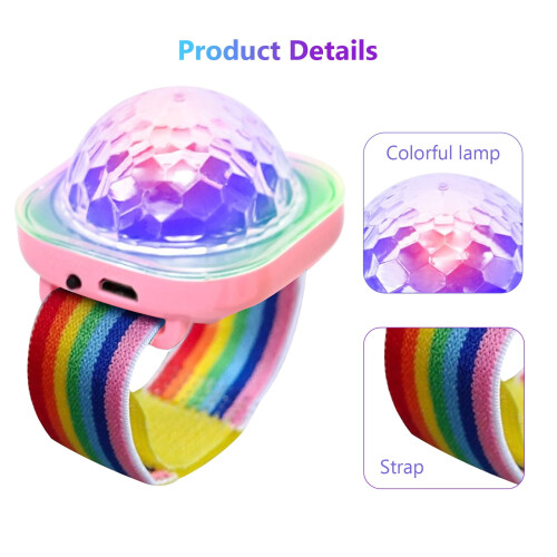 USB Mini Armbånd Discokulelys Barneleke 400mAh til Dansefest (Rosa) 1