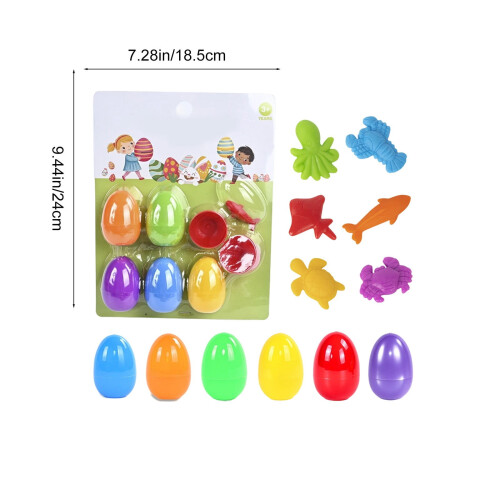 Set de jucării cu ouă de Paște, din plastic, cu tematică animală, 6 bucăți 1