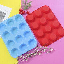 12-Cup Blue Silicone Muffin Pan, 28.9x21.7x2.9cm, Easy Release