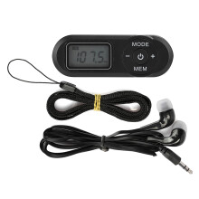 Lettore musicale nero, con auricolari, con funzione di memoria allo spegnimento, radio FM, radio digitale LCD da 1,1 pollici, mini per casa, per