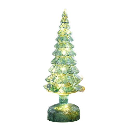Mercury Glass Christmas Tree Lamp Silver Green