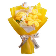 Bouquet de fleurs au crochet pour la Saint-Valentin et la remise de diplômes – Fleurs en peluche tricotées artificielles, 30 x 25 cm, décoration