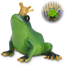 Figurine de mini-grenouille prince avec couronne, statue en résine réaliste, décoration de bureau/maison/jardin et cadeau – Compatible avec la