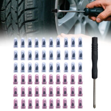 Tire Repair Kit w/ 60 Rubber Plugs (30+30) - 2 Sizes for Car, Motorcycle & Truck. Includes Screwdriver for Fast, Tool-Free Fixes!
