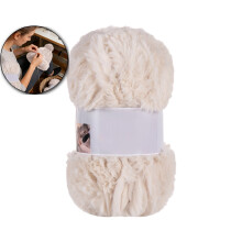 Hilo de piel sintética suave, grueso y esponjoso para tejer a crochet, bufandas y suéteres en invierno (caqui).