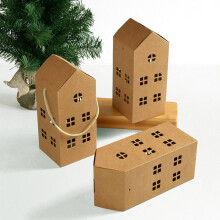Boîte cadeau en forme de maison avec poignée, 18 cm, en carton