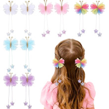 10 Mini-Schmetterlingshaarspangen, 5 cm Tüllnetz, bunte Haaraccessoires für Babys und Frauen – geeignet für Halloween, Cosplay und Partys