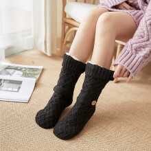 Chaussettes-chaussons doublées en sherpa pour femmes, chaussettes d'intérieur confortables et antidérapantes pour l'hiver, chaussettes douces et