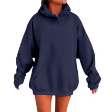 Hættetrøjer til kvinder, ensfarvet hættetrøje med sænkede skuldre og lommer - komfortabel og stilfuld sweatshirttop, oversized hættetrøjer til