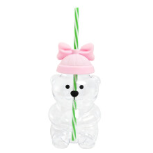 Gourde réutilisable en forme d'ours avec paille, 500 ml