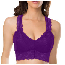BHs für Damen, Plus-Size-BH mit Spitze, Wickeloptik, V-Ausschnitt, Push-up-Effekt für eine schöne Silhouette, Sport-BHs für Damen, Z02 Lila, M