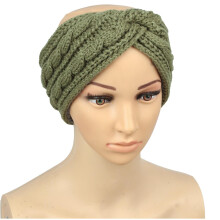 Femeii culoare solidă cap la modă menține cald iarna pliabilă femei tricotate doamnelor grosime Headwraps la modă bandă de cap (verde, mărime
