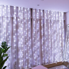 300 LED Light Curtain 9.84x9.84 Ft, USB-Powered, 8 Modes + Remote, Dimmable Fairy Lights for Indoor/Outdoor, Christmas & Wedding Decor