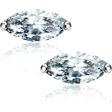 CZ stud earrings 18K white gold plated sterling silver
