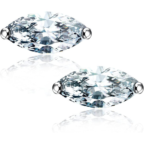 CZ stud earrings 18K white gold plated sterling silver