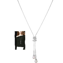 Perlen-Spiralanhänger-Halskette für Damen, verstellbar, 60 cm