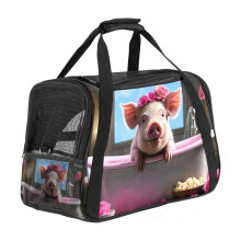 Funny Cute Pig Pink Portable Dog Carrier Bag & Cozy Cat Carrying Case for Small Pets,Puppy Soft-Sided Pet Travel Bag
