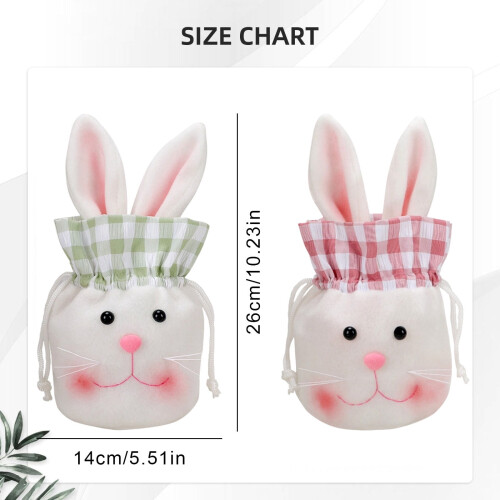 Easter Bunny Drawstring Candy Bag, Plush Rabbit Design, 14 2