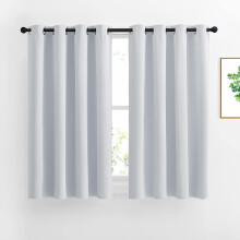 -Greyish White Room Darkening Curtains - Window Treatment Thermal Insulated Grommet Panels/Drapes for Bedroom (2 Panels, 52 by 54)