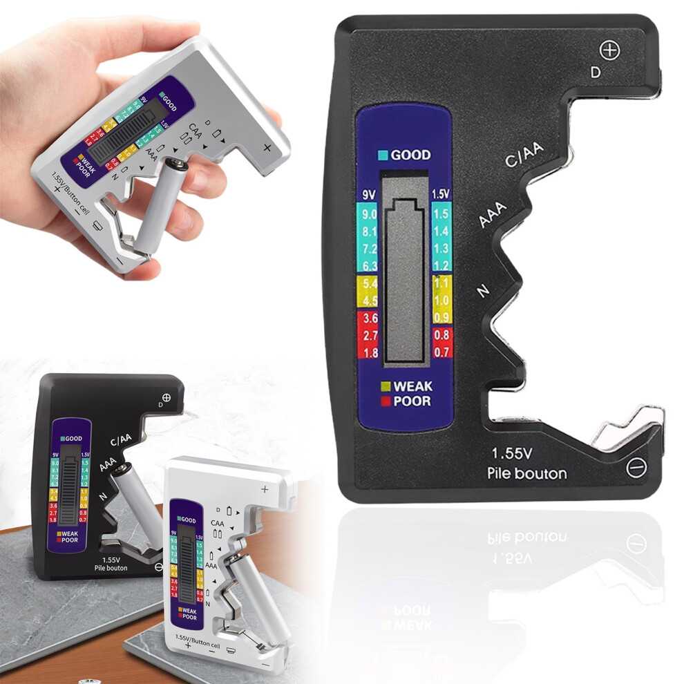 Battery Tester, Universal Battery Checker Small Battery Testers For Aaa Aa C D 9V 1.5V Button Cell, Black 9071309003505