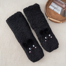 Damessokken van lamswol, warm en gevoerd met fleece, zwart.