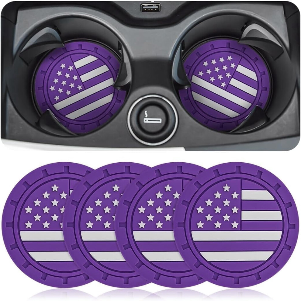 2-Pack Car Cup Holder Coasters, Us Flag Design, 2.75", Anti-Slip & Shockproof, Compatible With Most Vehicles 9071309003888