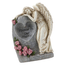 Solar Lighted Cemetery Vase Weather Resistant Angelic Sculpture Ornament For Outdoor Grave Garden Memorials Decorations