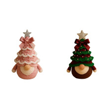 2PCS 6" DIY Crochet Christmas Tree Kit w/ Bow & Pearl Embellishment – Beginner-Friendly Holiday Craft Set, Xmas Party Decor