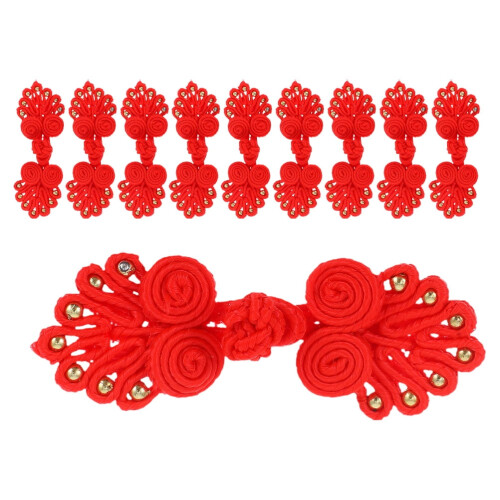 10 Red Chinese Knot Buttons for Sewing