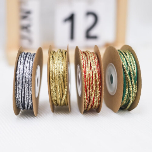 Nastro di raso natalizio, 10 iarde, 2 mm di larghezza 1