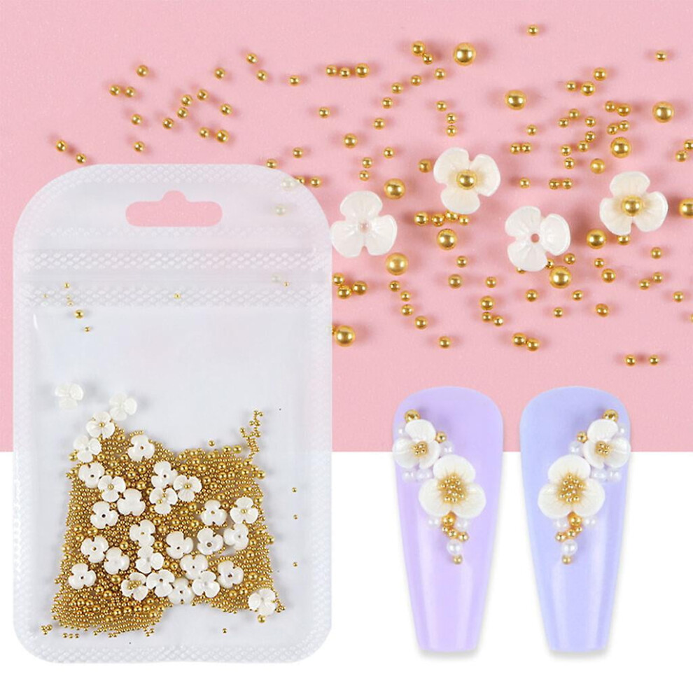 Silver Caviar Beads For Nails Flower Nail Charms Nail Art Stud Bead 3D