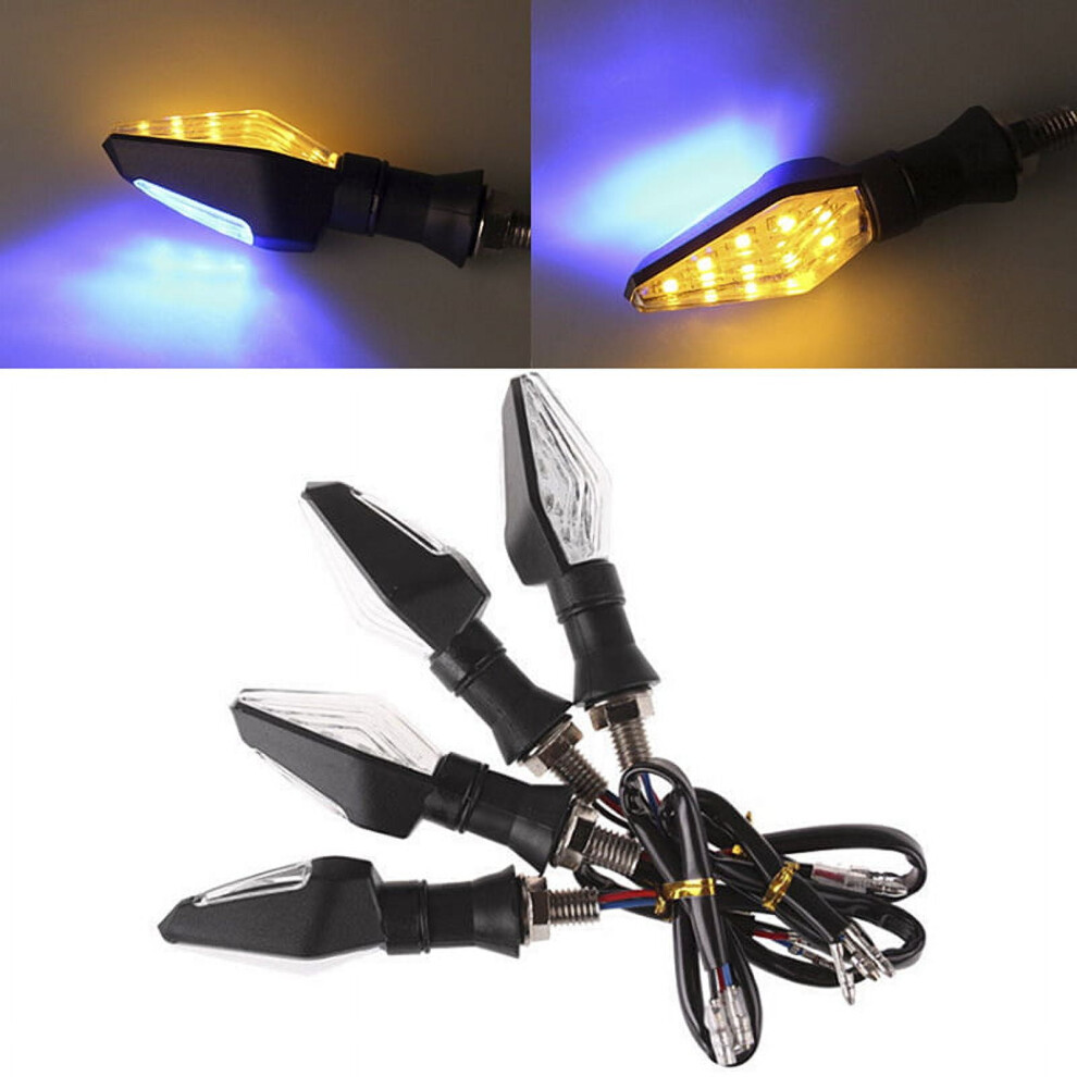 12Led + Motorcycle Turn Signal Indicator Blinker Universal Amber/Blue/Light 9083649275078