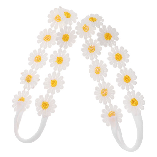 OULII Daisy Flower Headband Boho Multi Fabric Realistic Design Home Decor 2Pcs