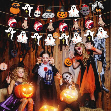 Σετ σημαιάκια για το Halloween, εσωτερικούς και εξωτερικούς χώρους, 24 τεμάχια με 3