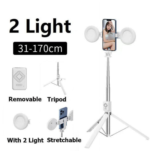 6-in-1 Selfie Stick with Fill Light, 67" Tripod & Bluetooth Remote for iPhone, iPad, iOS, Android