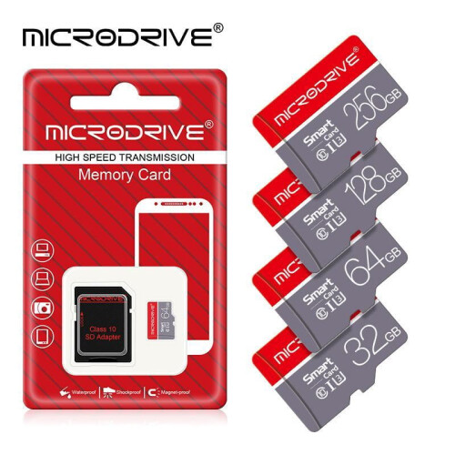 MicroDrive Micro TF/SD Card, Class 10, 8–256GB, High-Speed, with SD Adapter, Compatible with Camera, Phone, Computer