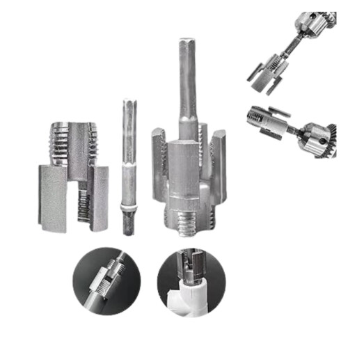 2PCS Dual-Function Pipe Threading Tool (1/2'' 3/4'' 1'') – Electric Drill Compatible, for PVC & Plastic Pipes