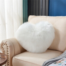 Heart-Shaped Fluffy Fur Pillow – Pink Decorative Throw Pillow, Compatible with Bed & Couch, Valentine's Day Gift