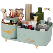 360 Rotating Makeup Organizer with Drawer – Green