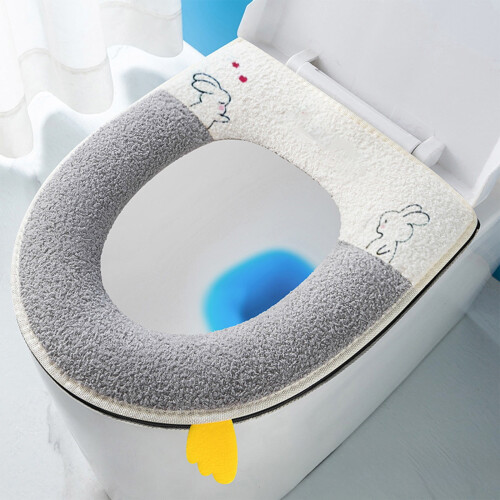 Warmer WC-Sitzbezug mit Hasenmuster und Reißverschluss