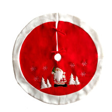 90cm Embroidered Christmas Tree Skirt Santa Claus Red White Tree Skirt for Patry Home Hotel Decor Xmas Decorations