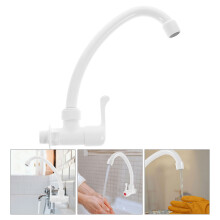 White metal single-handle laundry sink faucet modern