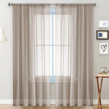 Enfärgade halvtransparenta gardiner med stångficka, fönsterpaneler, ljusfiltrerande polyester, transparenta gardiner för vardagsrum och sovrum,