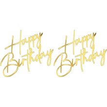 Acrylic Happy Birthday Cake Sign & Cupcake Toppers, Double-Sided Glitter – Compatible with Birthday Party Decor