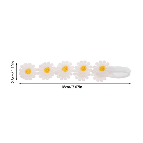 OULII Daisy Flower Headband Boho Multi Fabric Realistic Design Home Decor 2Pcs 1