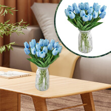Tulipas realistas em PU com vaso – Flores artificiais de 32 cm (12,6 pol.)