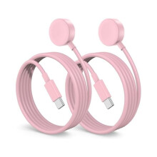 FU19992Pack kompatibel med Apple Watch: 90 cm USB-C till magnetisk laddningskabel, snabb bärbar sladd för serie Ultra/9/8/7/6/SE/5/4/3/2 – rosa
