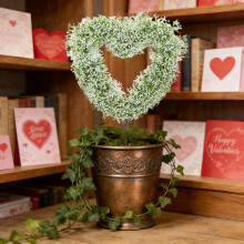 17" Valentine's Day Faux Boxwood Heart Topiary with Bow, Indoor/Outdoor Decor – Compatible with Standard Planters